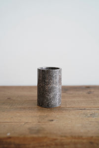 Grey polished marble holder for utensils, bathroom amenities or stationery