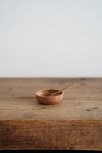 Small wooden tasting spoon. Paired here with our small wooden saucer